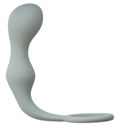 Серое эрекционное кольцо с анальной пробкой double pleasure anal plug