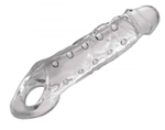 Прозразная закрытая насадка на пенис с поддержкой мошонки clearly ample penis enhancer - 22 см.