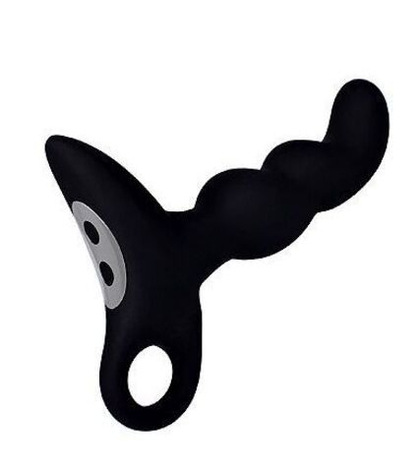 Черный силиконовый анальный вибромассажер-ёлочка erokay