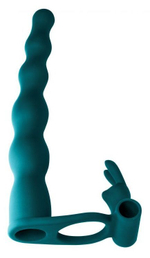 Зеленая вибронасадка для двойного проникновения naughty bunny - 17 см.