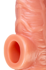 Телесная насадка на фаллос с отверстием для мошонки cock sleeve 001 size l - 17,6 см.