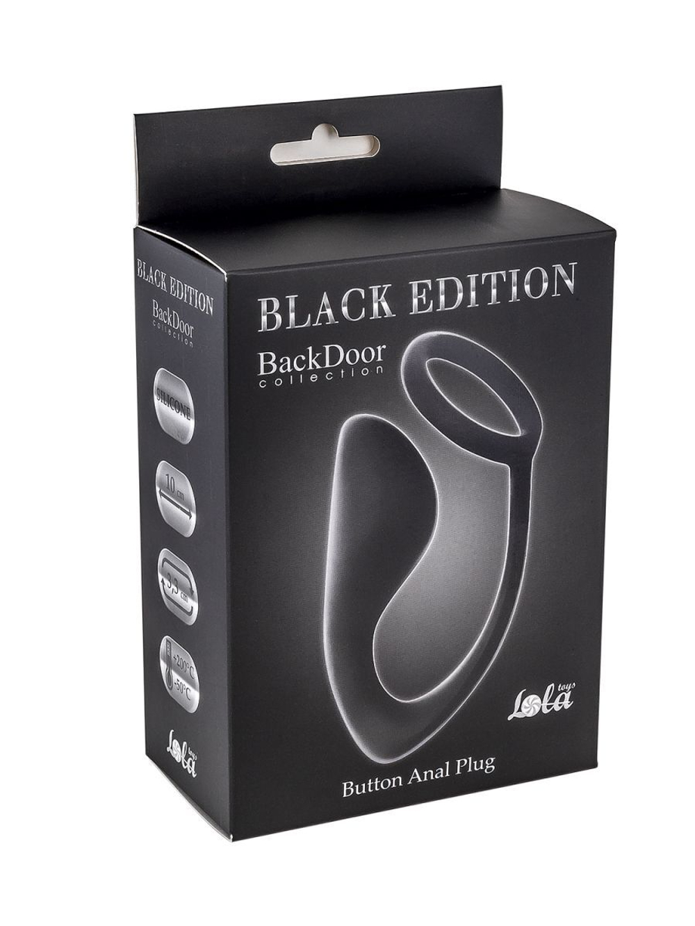 Чёрное эрекционное кольцо с анальной пробкой button anal plug