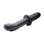 Черный вибратор the large realistic 10x silicone vibrator with handle - 30,5 см.