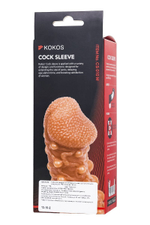 Телесная закрытая насадка с шариками cock sleeve 010 size m - 15,6 см.