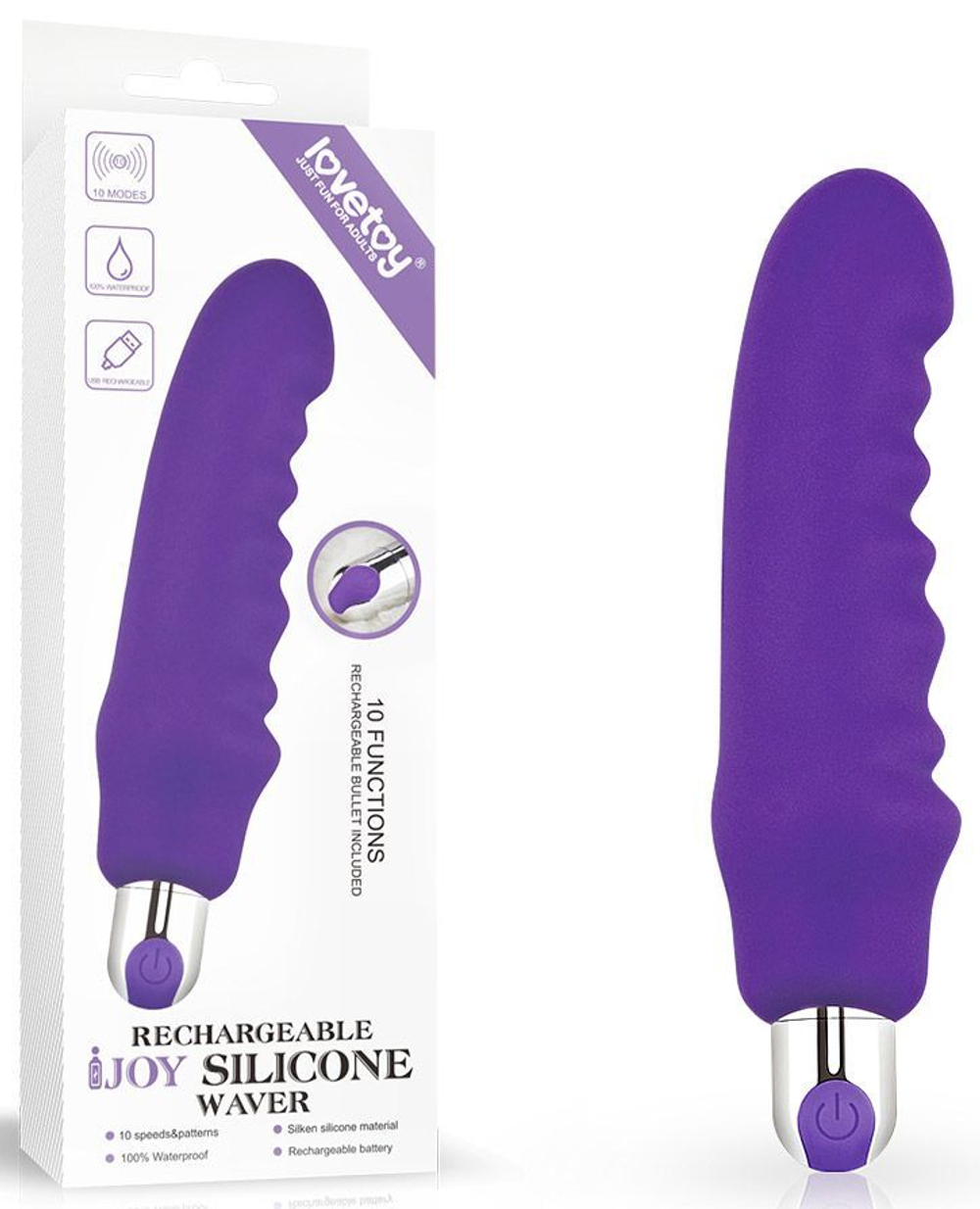 Фиолетовый вибратор rechargeable ijoy silicone waver - 16,5 см.