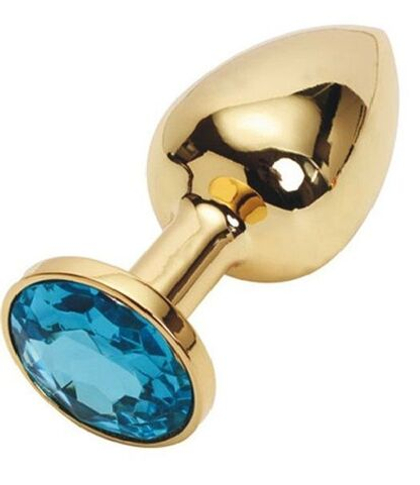 Металическая анальная пробка со стразом - 7,6 см.