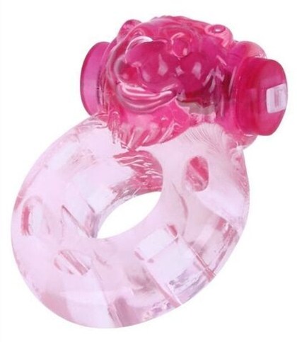 Розовое эрекционное виброкольцо  Медвежонок