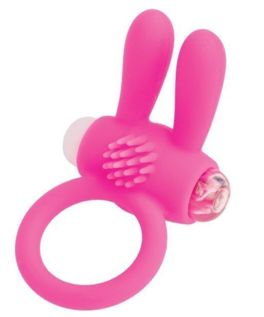 Розовое эрекционное виброкольцо a-toys с ушками