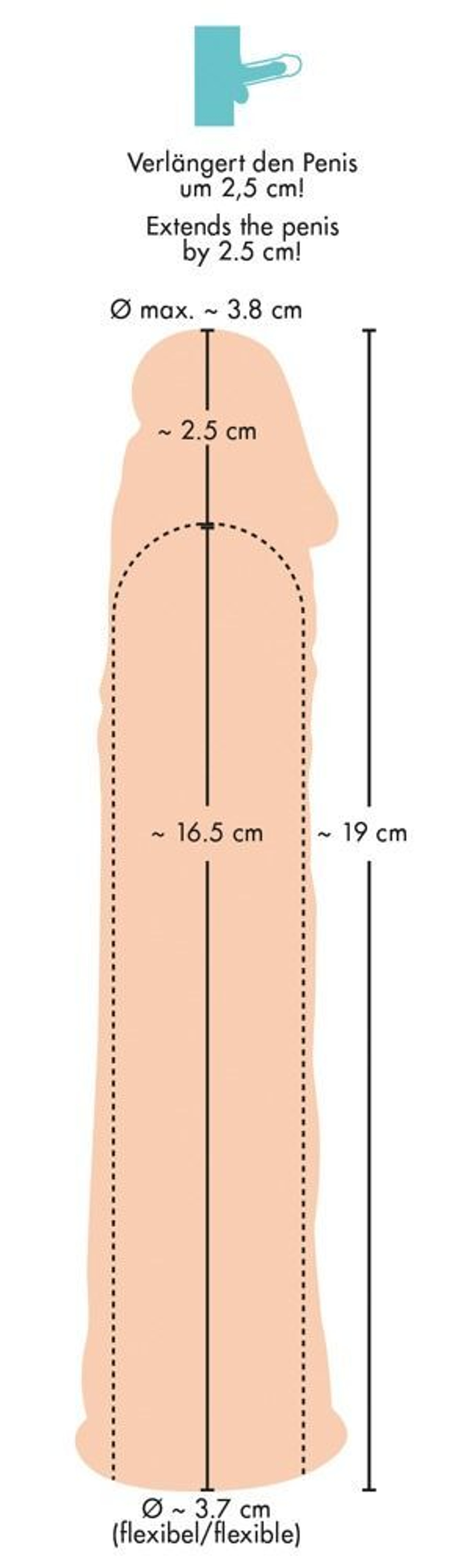 Телесная насадка-удлинитель silicone extension - 19 см.