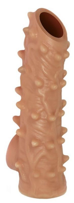 Телесная насадка с шипами и открытой головкой nude sleeve s - 10 см.