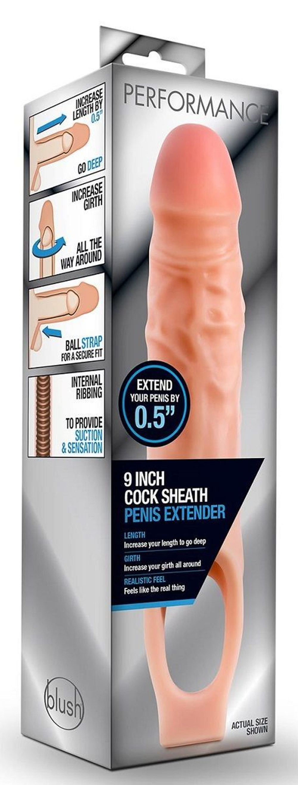 Телесная насадка на пенис 9 inch cock sheath extender - 22,2 см.