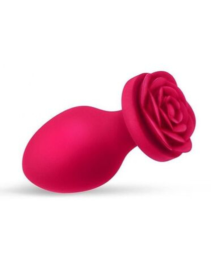 Малиновая анальная втулка с основанием-розой