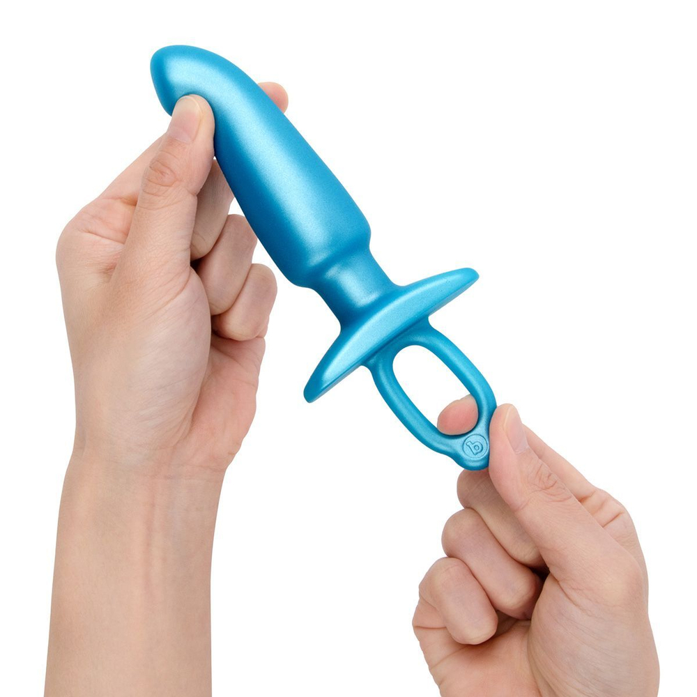 Голубая анальная пробка для массажа простаты hither silicone prostate plug - 14,3 см.