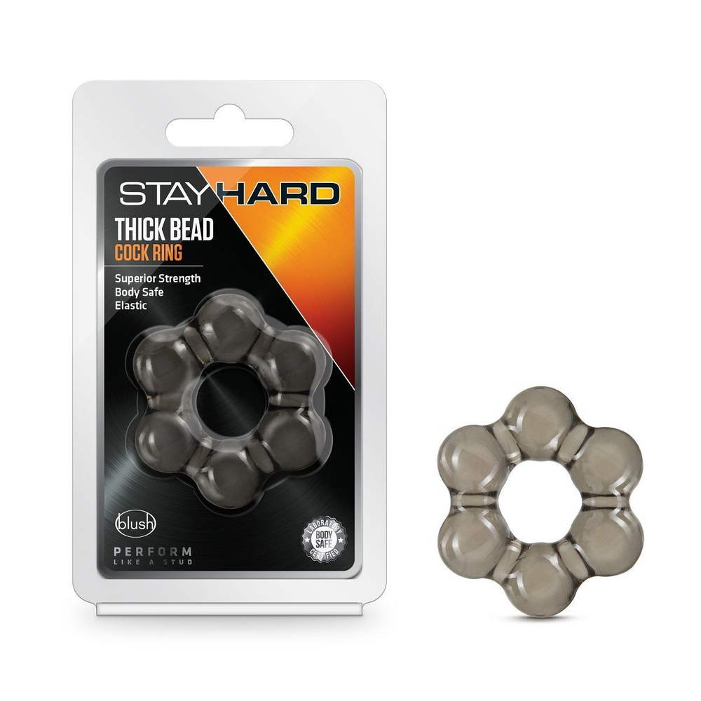 Дымчатое эрекционное кольцо stay hard thick bead cock ring