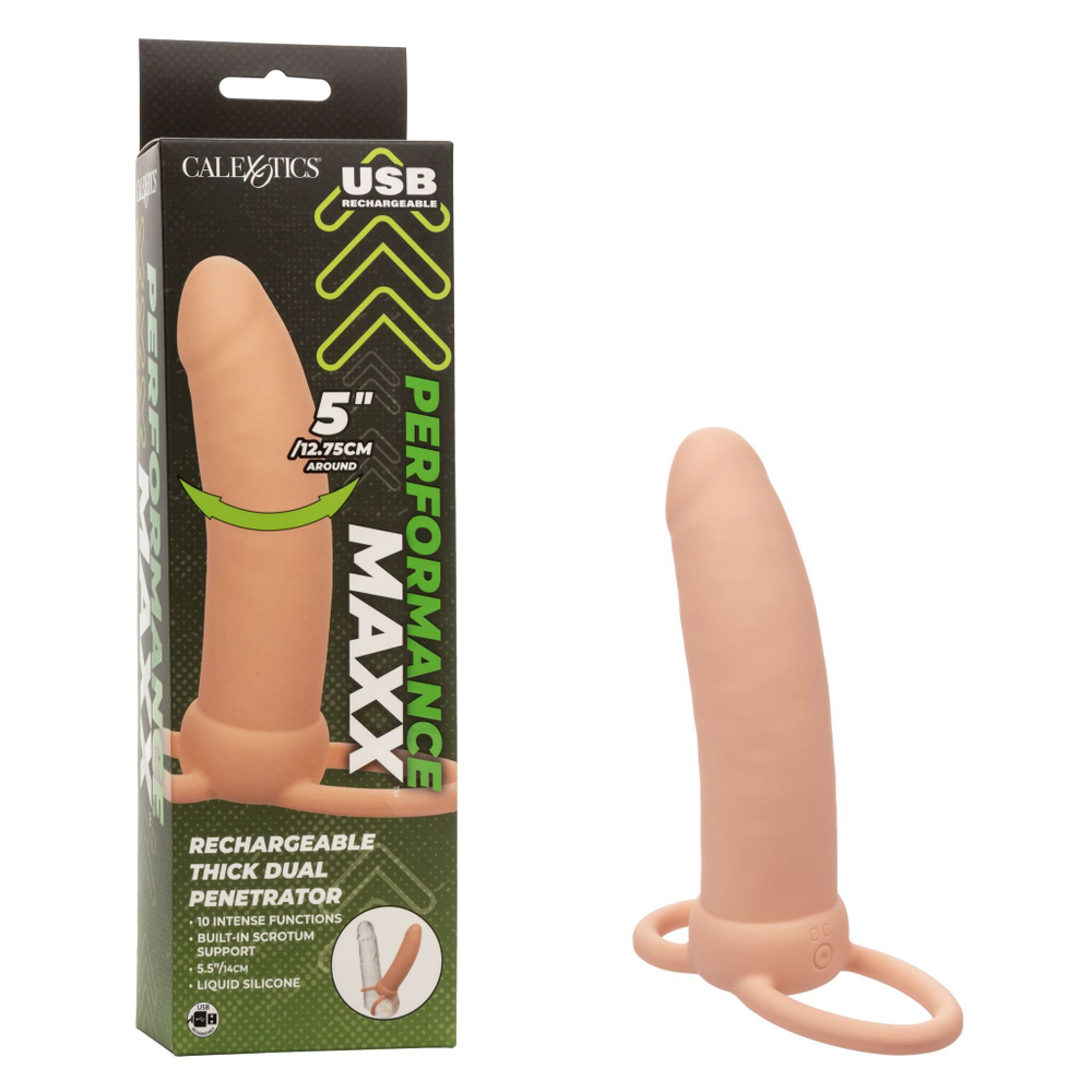 Телесная вибронасадка для двойного проникновения rechargeable thick dual penetrator - 14 см.