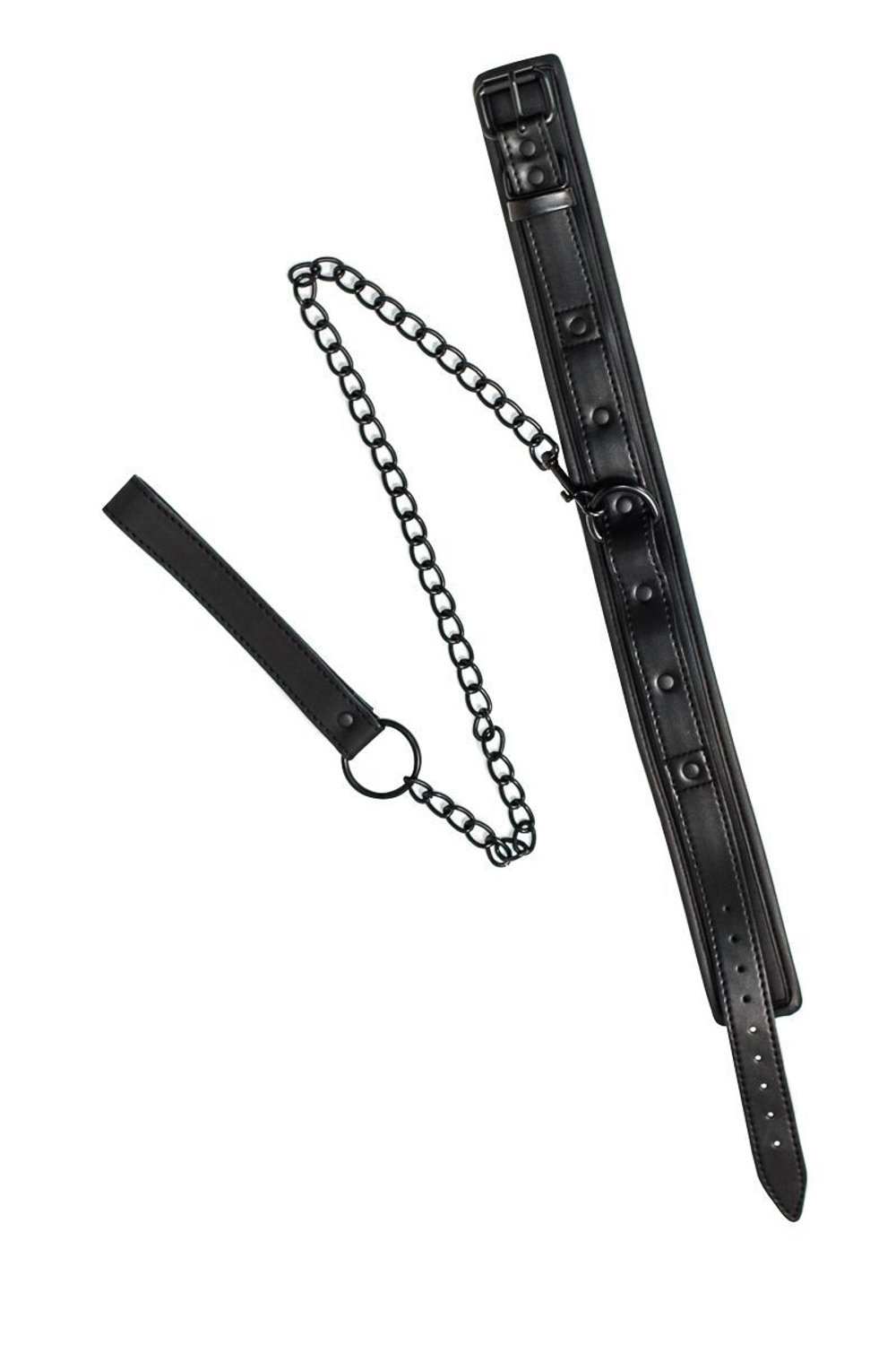 Черный ошейник с поводком kinky