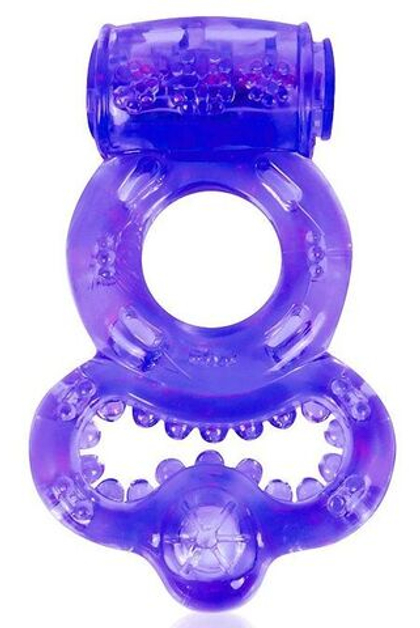 Фиолетовое эрекционное виброкольцо с шипами