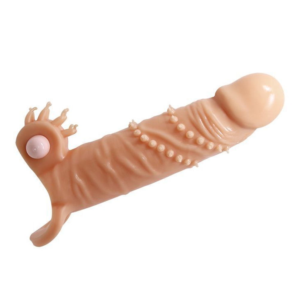 Телесная удлиняющая вибронасадка penis sleeve connor - 17 см.