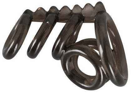 Дымчатая насадка на пенис и мошонку с гребнем penis hodenring