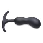 Черный массажер простаты с утяжелителями premium silicone weighted prostate plug
