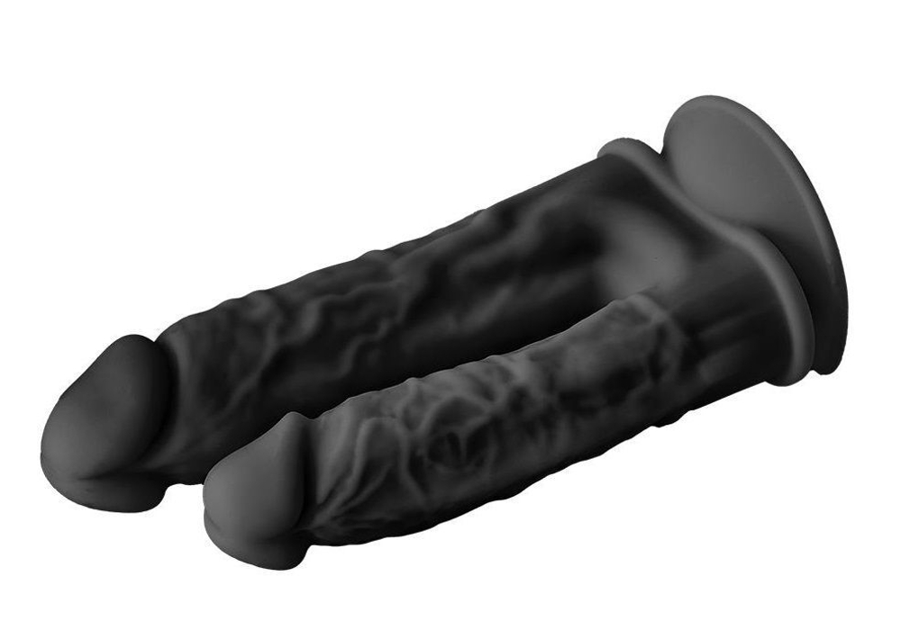 Черный анально-вагинальный фаллоимитатор double penetrator - 19,5 см.