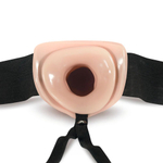 Телесный фаллопротез на черных эластичных ремнях 7 inch hollow strap on - 17 см.