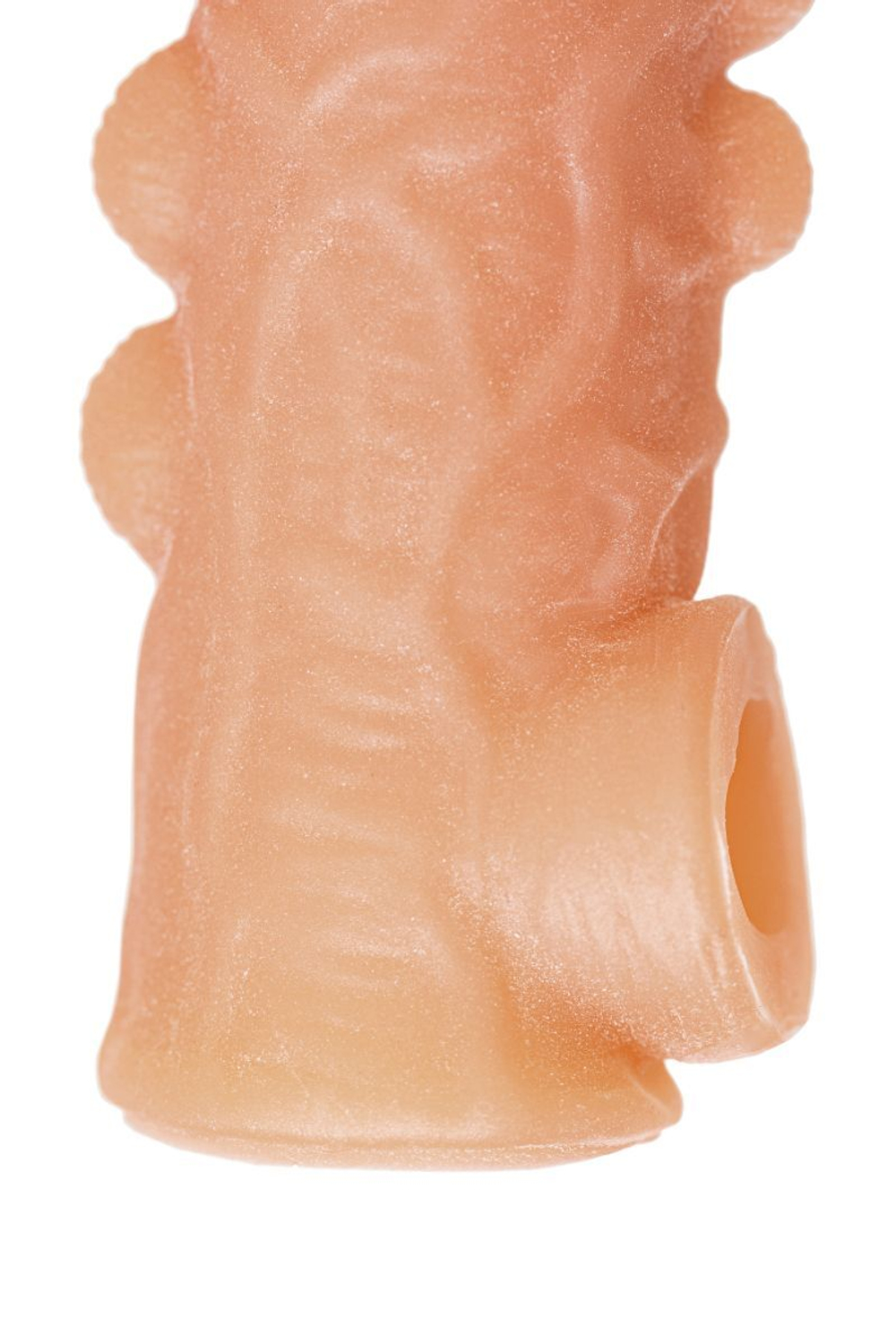 Телесная закрытая насадка с шишечками cock sleeve 008 size m - 15,6 см.