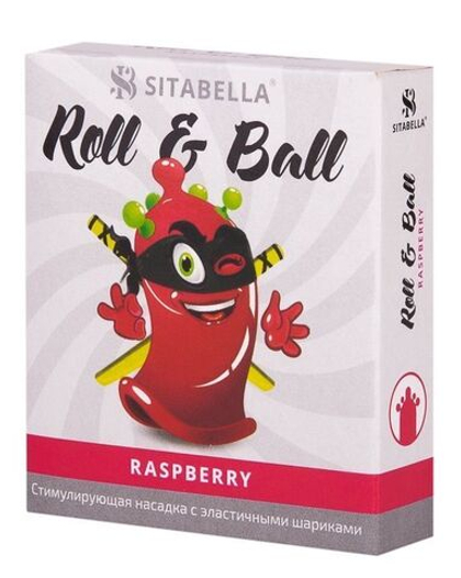 Стимулирующий презерватив-насадка roll & ball с ароматом малины