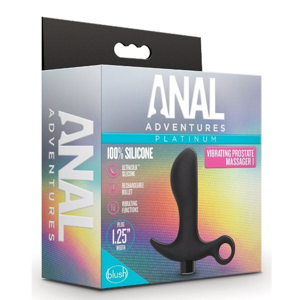 Черный анальный вибратор silicone vibrating prostate massager 01 - 10,8 см.