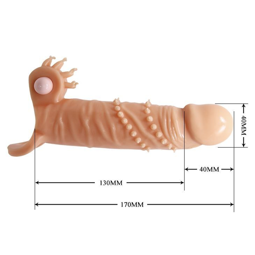 Телесная удлиняющая вибронасадка penis sleeve connor - 17 см.