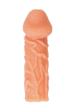 Телесная закрытая насадка с венками cock sleeve 006 size l - 17,6 см.