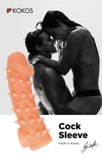Телесная закрытая насадка с пупырышками cock sleeve 005 size m - 15,6 см.