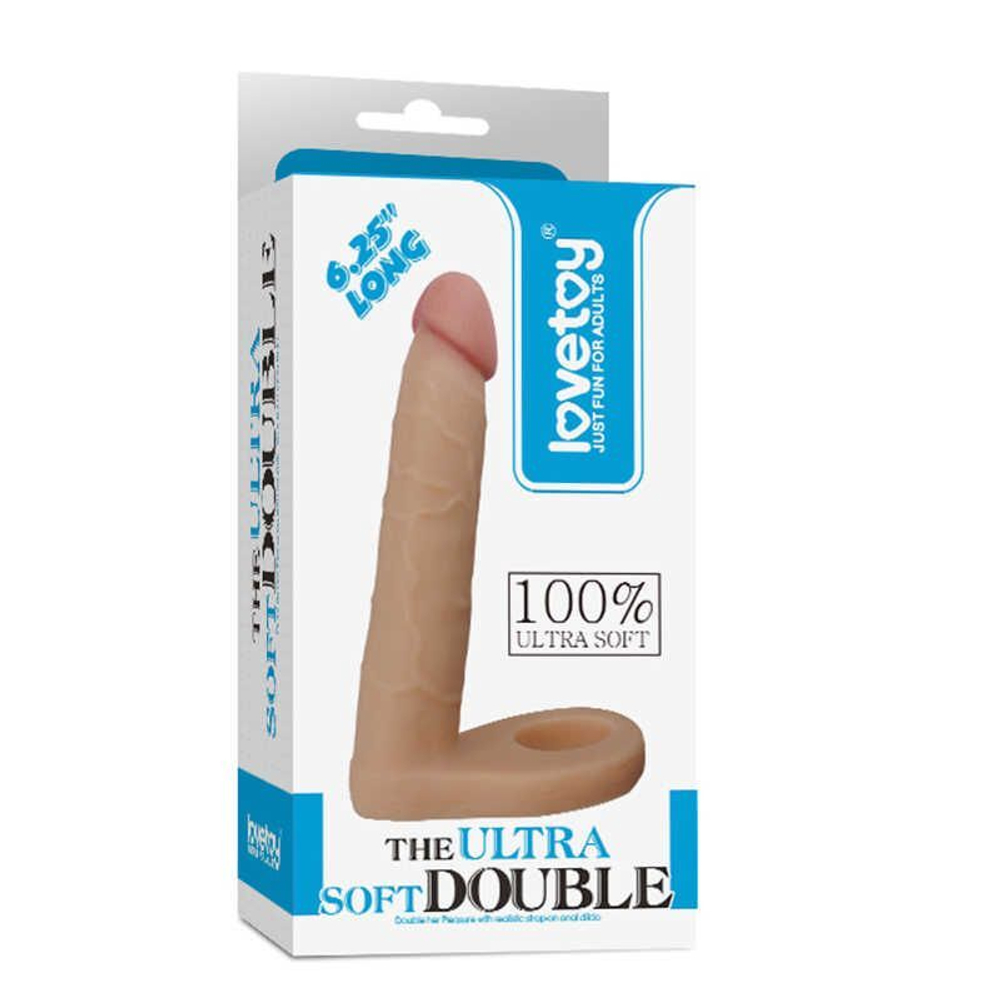 Телесная насадка для двойного проникновения the ultra soft double 6.25 - 15,8 см.