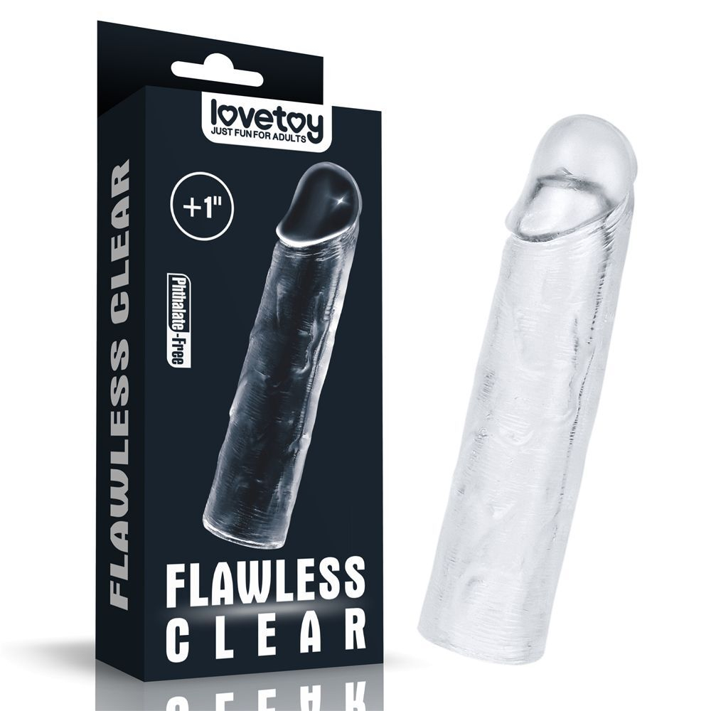 Прозрачная насадка-удлинитель flawless clear penis sleeve add 1 - 15,5 см.