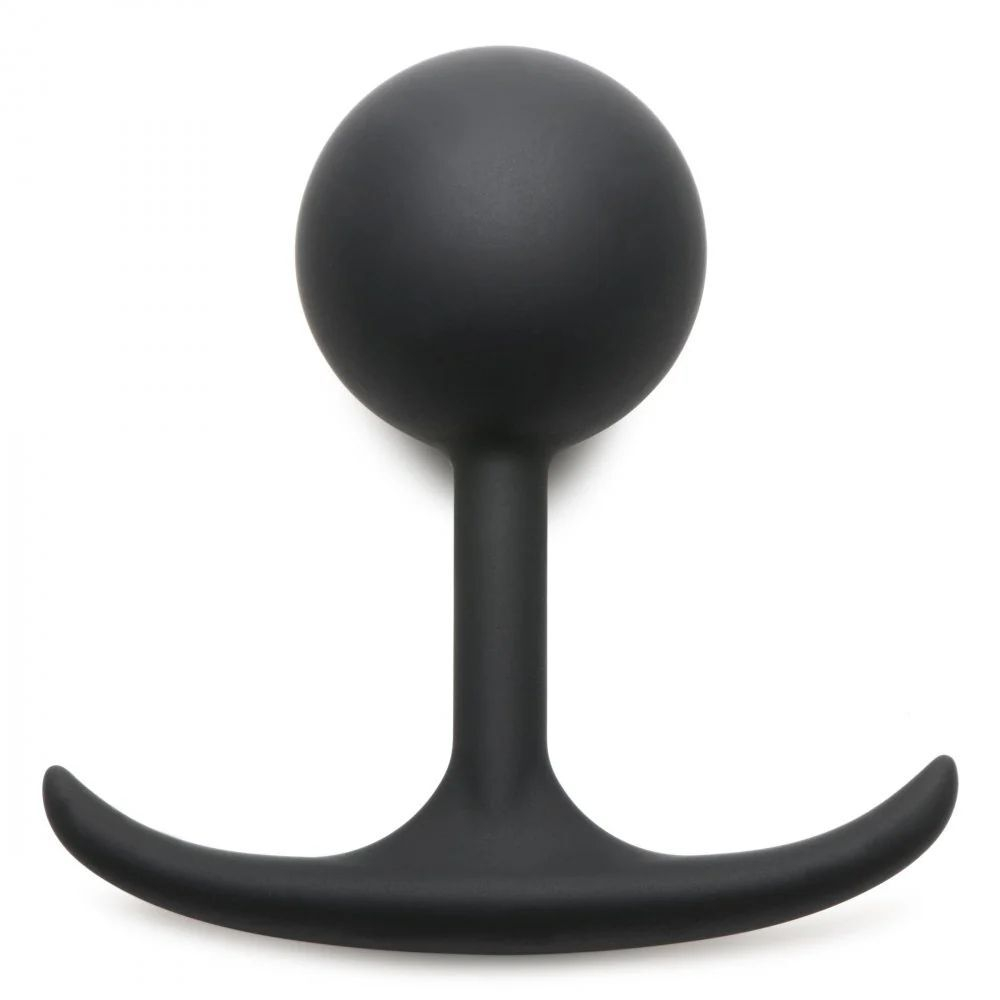 Черная анальная пробка с утяжелением premium silicone  weighted round plug