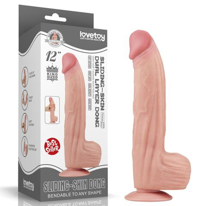 Телесный фаллоимитатор 12 king sized sliding skin dual layer dong - 31 см.