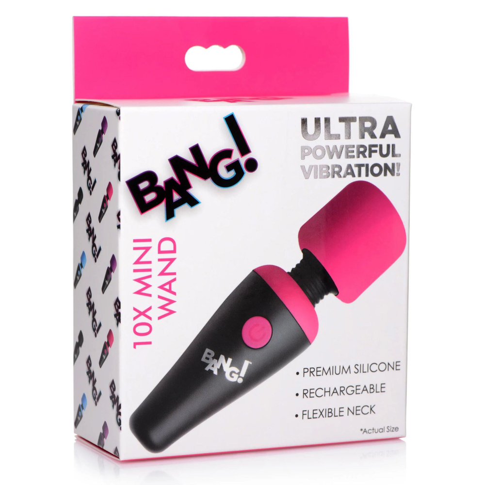 Розово-черный мини-вибромассажер 10x vibrating mini silicone wand