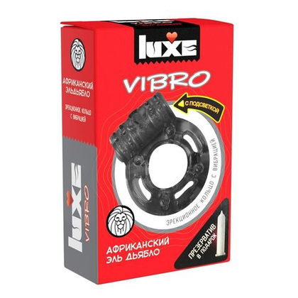 Чёрное эрекционное виброкольцо luxe vibro «африканский эль дьябло» + презерватив