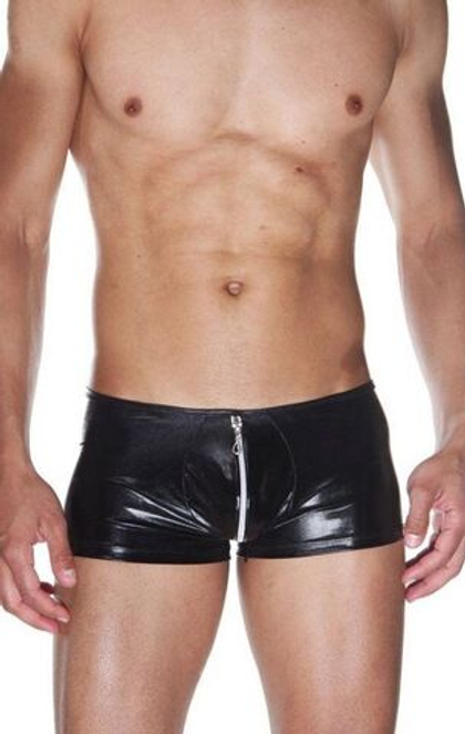 Мужские wet-look трусы-боксеры с застежкой-молнией