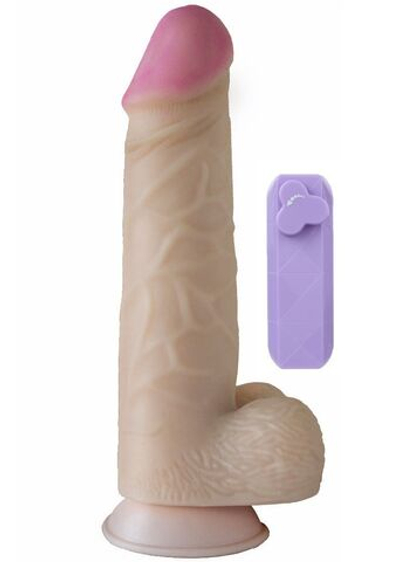 Телесный вибромассажёр-гигант с проводным пультом - 27 см.
