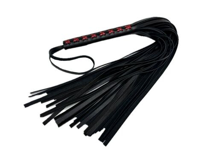 Кожаная плеть sex game с красным плетением на рукояти - 57 см.