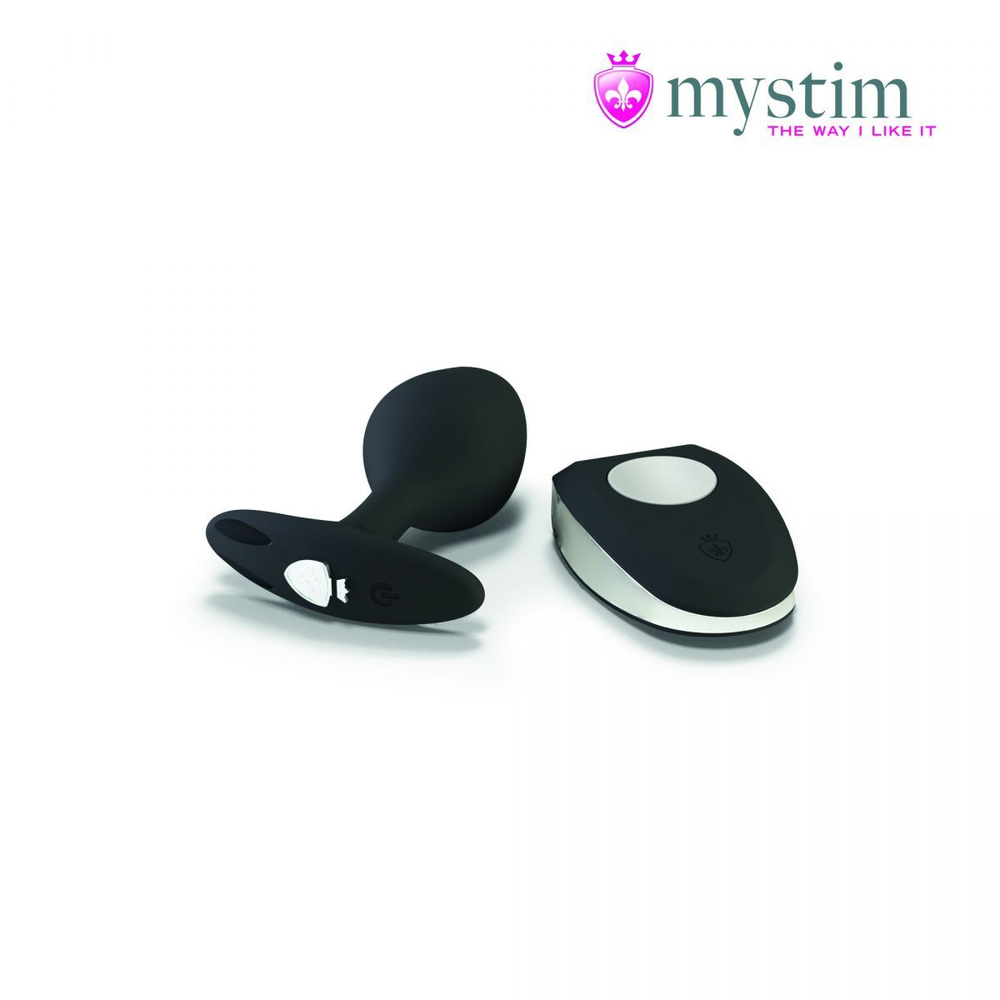 Черная пробка mystim rocking vibe s с возможностью подключения к электростимулятору - 9,7 см.