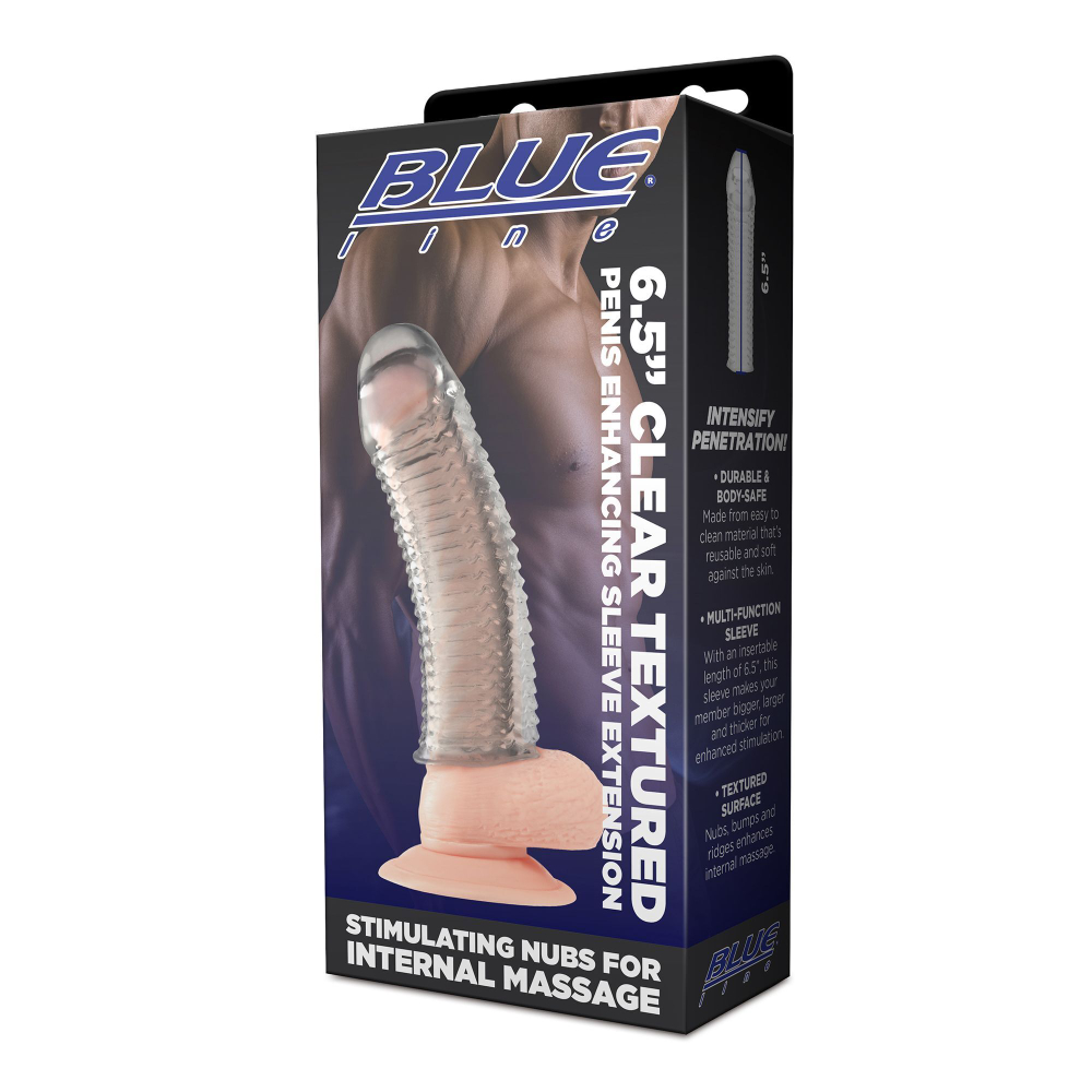 Текстурированная насадка на пенис clear textured penis enhancing sleeve extension - 16,5 см.