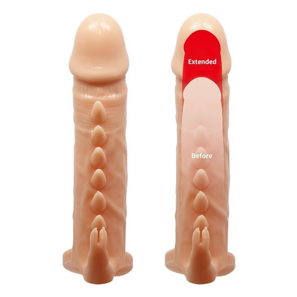 Телесная удлиняющая насадка penis sleeve emmitt - 17 см.