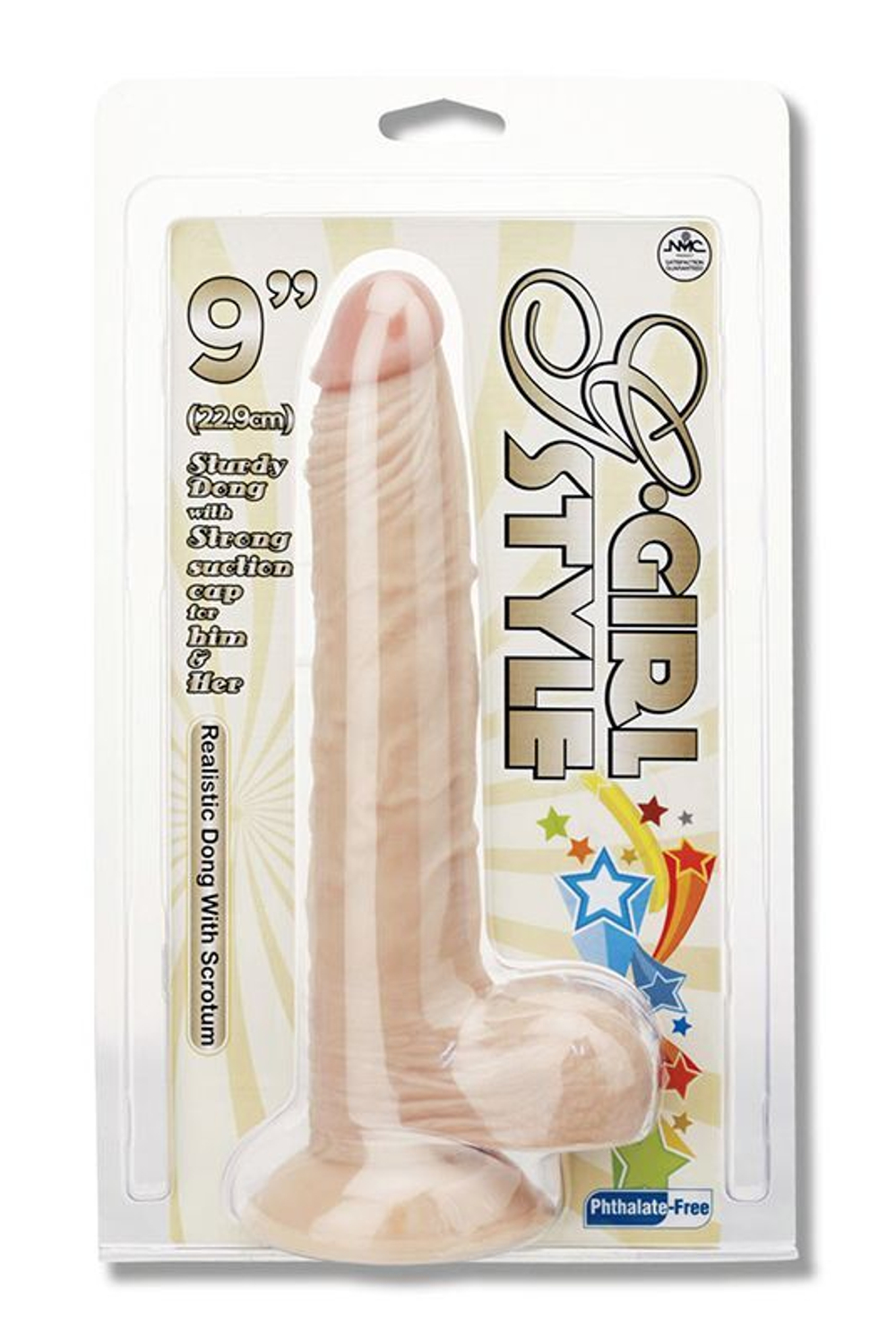 Телесный фаллоимитатор g-girl style 9inch dong with suction cap - 22,8 см.