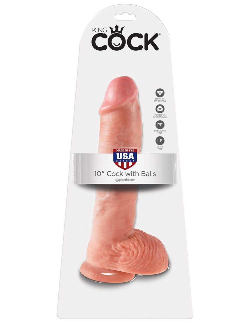 Большой фаллоимитатор с мошонкой 10  cock with balls на присоске - 25,4 см.