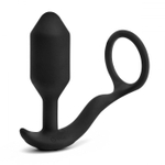 Черная анальная вибропробка с эрекционным кольцом Vibrating Snug & Tug