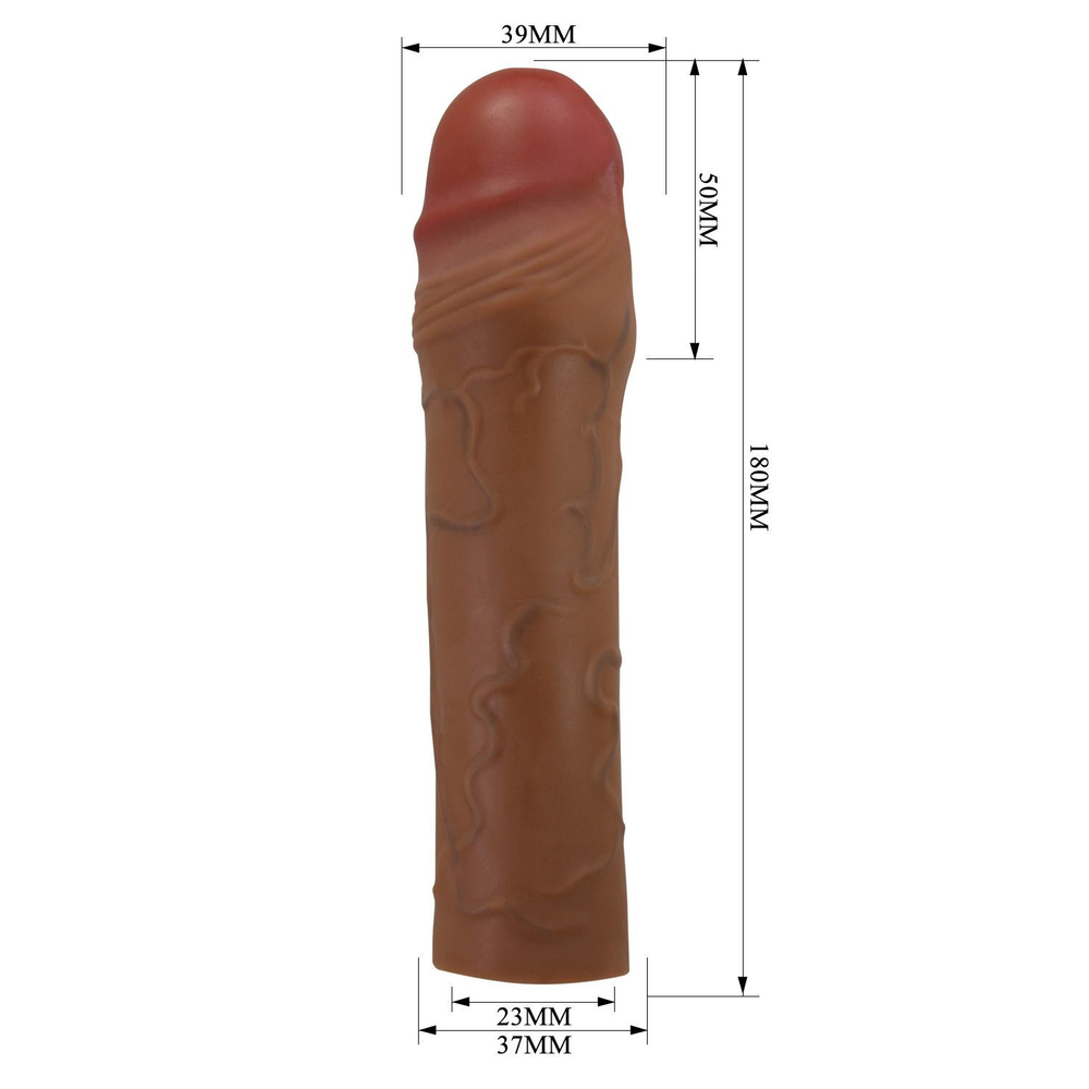 Коричневая насадка на пенис chane - 18 см.