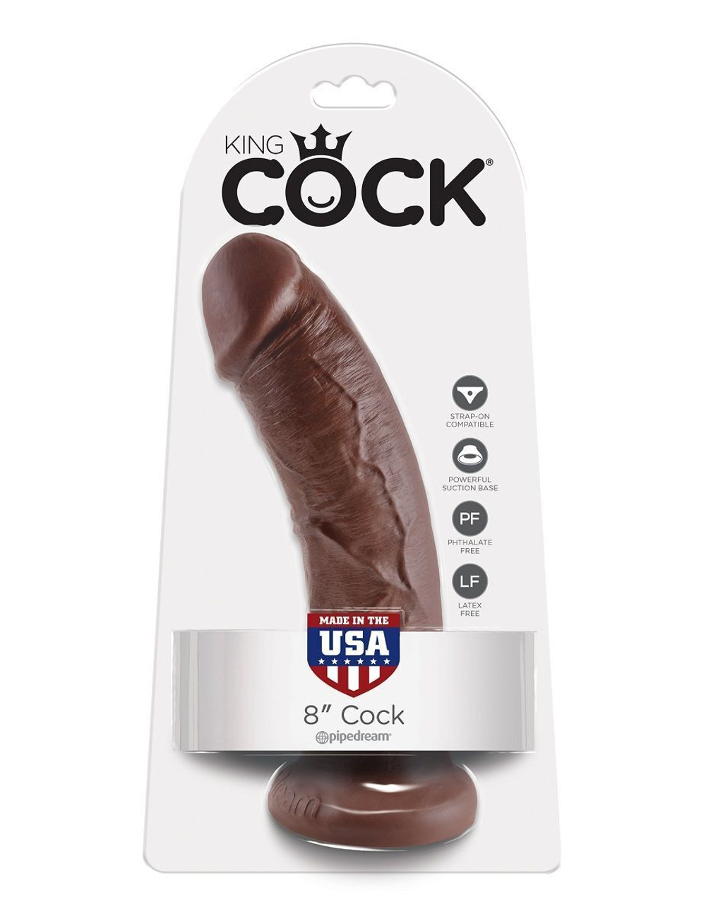 Коричневый фаллоимитатор 8  Cock - 20,3 см.