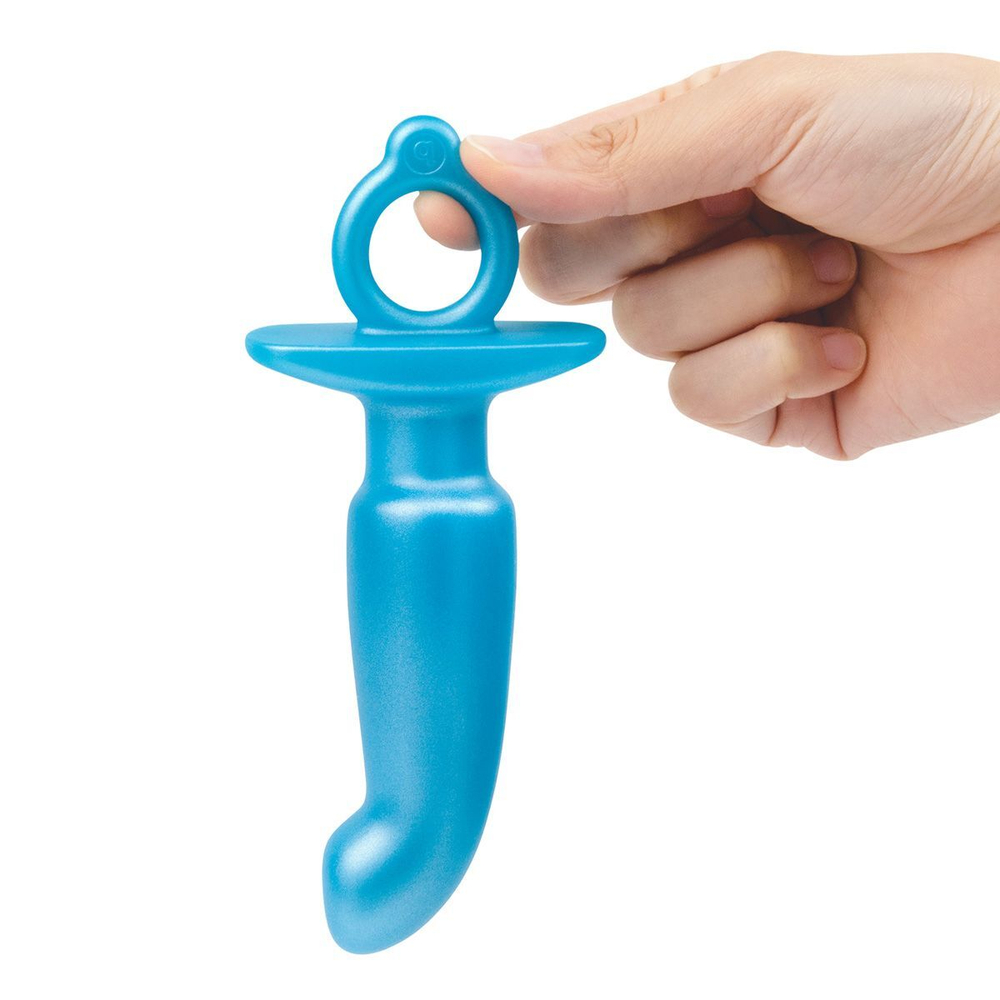 Голубая анальная пробка для массажа простаты hither silicone prostate plug - 14,3 см.
